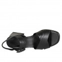 Sandalia con cinturon para mujer en piel negra tacon 5 - Tallas disponibles:  32, 33, 34, 46