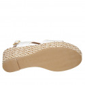 Sandale pour femmes avec plateforme en cuir blanc talon compensé 6 - Pointures disponibles:  31, 32, 33, 34, 42, 43, 44, 45