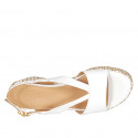 Woman's platform sandal in white leather wedge heel 6 - Available sizes:  31, 32, 33, 34, 42, 43, 44, 45
