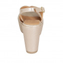 Woman's strap and platform sandal in rose laminated printed leather wedge heel 9 - Available sizes:  31, 32, 34, 42, 43, 44