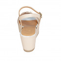 Woman's strap sandal in rose and light blue leather wedge heel 6 - Available sizes:  31, 33, 34, 42, 43, 44, 45, 46