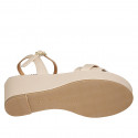 Sandale avec courroie pour femmes en cuir rose et bleu clair talon compensé 6 - Pointures disponibles:  31, 33, 34, 42, 43, 44, 46
