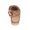 Woman's sandal in cognac brown leather heel 2 - Available sizes:  33, 43, 44