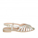 Woman's sandal in platinum, copper and silver laminated leather heel 2 - Available sizes:  32, 42, 45