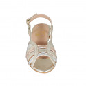 Sandale pour femmes en cuir lamé platine, cuivré et argent talon 2 - Pointures disponibles:  32, 42, 45