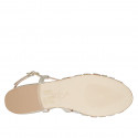 Woman's sandal in platinum, copper and silver laminated leather heel 2 - Available sizes:  32, 42, 45
