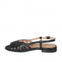 Woman's sandal in black leather heel 2 - Available sizes:  33, 42, 43