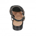 Sandale pour femmes en cuir noir talon 2 - Pointures disponibles:  33, 42, 43