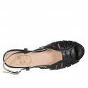 Woman's sandal in black leather heel 2 - Available sizes:  33, 42, 43