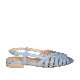 Sandale pour femmes en cuir bleu clair talon 2 - Pointures disponibles: 42, 44