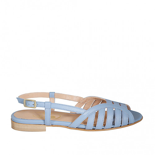 Woman's sandal in light blue leather...