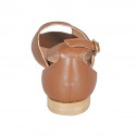 Scarpa aperta in pelle color cuoio con cinturino alla caviglia tacco 2 - Misure disponibili: 32, 42, 43, 44, 45