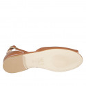 Woman's open shoe with ankle strap in cognac brown leather heel 2 - Available sizes:  32, 44, 45