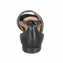 ﻿Escarpin ouvert pour femmes en cuir noir avec courroie à la cheville talon 2 - Pointures disponibles:  32