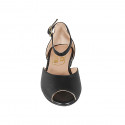 ﻿Escarpin ouvert pour femmes en cuir noir avec courroie à la cheville talon 2 - Pointures disponibles:  32