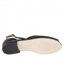 Zapato abierto para mujer en piel negra con cinturon al tobillo tacon 2 - Tallas disponibles:  32, 33, 34, 42, 43, 44, 45