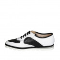 Chaussure à lacets pour femmes en cuir blanc et noir talon compensé 2 - Pointures disponibles:  33, 42, 43, 44, 45