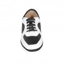 Woman's laced shoe in white and black leather wedge heel 2 - Available sizes:  33, 42, 43, 44, 45