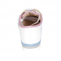 Scarpa stringata da donna in pelle bianca e camoscio azzurro e rosa zeppa 2 - Misure disponibili: 33, 34, 42, 43, 44, 45