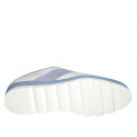 Scarpa stringata da donna in pelle bianca e camoscio azzurro e rosa zeppa 2 - Misure disponibili: 34, 42, 43, 44, 45