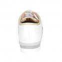 Zapato para mujer con cordones en piel blanca, laminada platino y plateado cuña 2 - Tallas disponibles:  33, 34, 42, 43, 44, 45