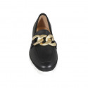 Mocassin pour femmes en cuir noir avec chaîne talon compensé 2 - Pointures disponibles:  43, 44