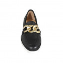 Woman's loafer in black leather with chain wedge heel 2 - Available sizes:  34, 43, 44, 45