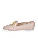 Mocasino para mujer en piel rosado con cadena cuña 2 - Tallas disponibles:  44
