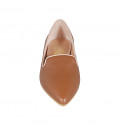 Woman's pointy loafer in cognac brown leather with heel 2 - Available sizes:  42, 43, 44