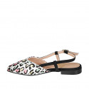 Woman's slingback pump in black suede and spotted white, green, rose and yellow fabric heel 2 - Available sizes:  33, 42