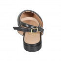 Zapato destalonado para mujer en piel negra con cinturon al tobillo tacon 2 - Tallas disponibles:  44