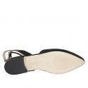 Zapato destalonado para mujer en piel negra con cinturon al tobillo tacon 2 - Tallas disponibles:  44