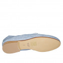Mocassin pour femmes avec accessoire en bambou et elastique en daim type denim bleu clair talon 2 - Pointures disponibles:  33, 42, 43, 44, 45, 46
