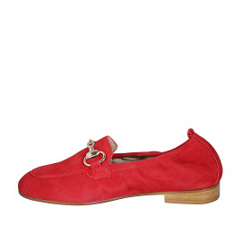 Mocasín para mujer en gamuza roja con accesorio tacon 2 - Tallas disponibles:  44, 45 2
