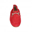 Woman's mocassin in red suede with accessory heel 2 - Available sizes:  33, 34, 42, 43, 44, 45