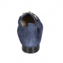 Woman's mocassin in blue suede with accessory heel 2 - Available sizes:  33, 34, 44, 45