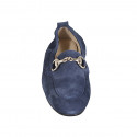 Woman's mocassin in blue suede with accessory heel 2 - Available sizes:  34, 44, 45