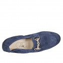 Woman's mocassin in blue suede with accessory heel 2 - Available sizes:  33, 34, 44, 45