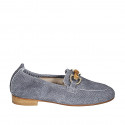 Mocassin pour femmes avec accessoire en daim type denim bleu foncé talon 2 - Pointures disponibles:  33, 43, 44, 45
