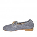 Mocassin pour femmes avec accessoire en daim type denim bleu foncé talon 2 - Pointures disponibles:  33, 43, 44, 45
