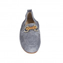 Mocassin pour femmes avec accessoire en daim type denim bleu foncé talon 2 - Pointures disponibles:  33, 43, 44, 45