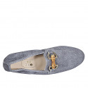 Mocassin pour femmes avec accessoire en daim type denim bleu foncé talon 2 - Pointures disponibles:  33, 43, 44, 45