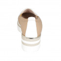 Mocassin pour femmes avec elastique en cuir beige et perforé blanc talon compensé 4 - Pointures disponibles:  45
