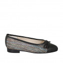 Ballerine à bout pointu pour femmes avec arc en cuir noir et tissu tressé multicouleur talon 2 - Pointures disponibles:  33, 44