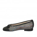 Ballerine à bout pointu pour femmes avec arc en cuir noir et tissu tressé multicouleur talon 2 - Pointures disponibles:  33, 44