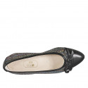 Ballerine à bout pointu pour femmes avec arc en cuir noir et tissu tressé multicouleur talon 2 - Pointures disponibles:  33, 44