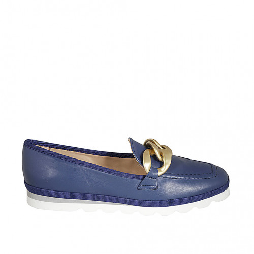 Woman's loafer in blue leather with...