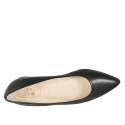Woman's pointy ballerina shoe in black leather with heel 2 - Available sizes:  32, 33, 43, 44