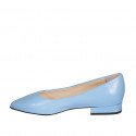 Woman's pointy ballerina shoe in light blue leather heel 2 - Available sizes:  33, 34, 43, 44, 45