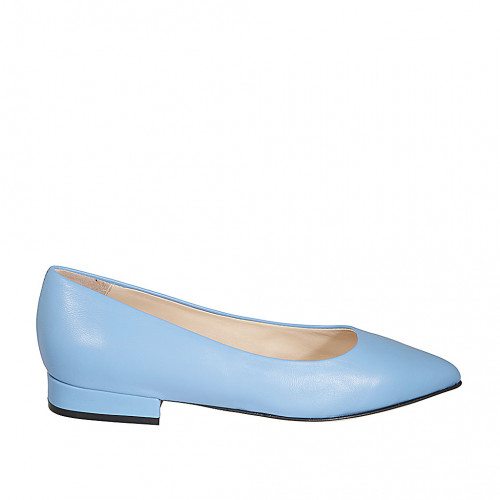 Decolté a punta da donna in pelle azzurra tacco 2 - Misure disponibili: 33, 34, 44